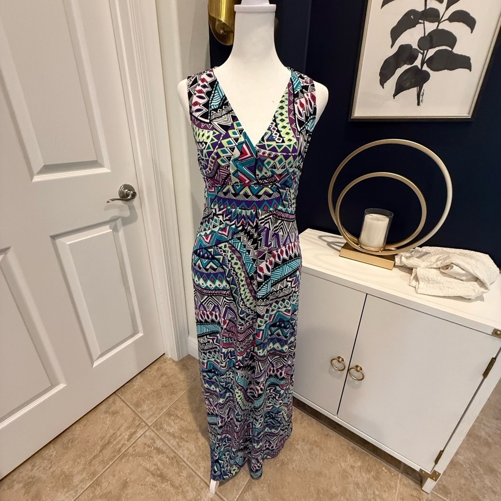 Notations Multicolor Geometric Maxi Dress size PS